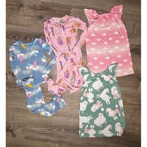 Lof ot 4 Toddler Girls Pajamas Disney Care Bears Carters Nightgown Size 4T